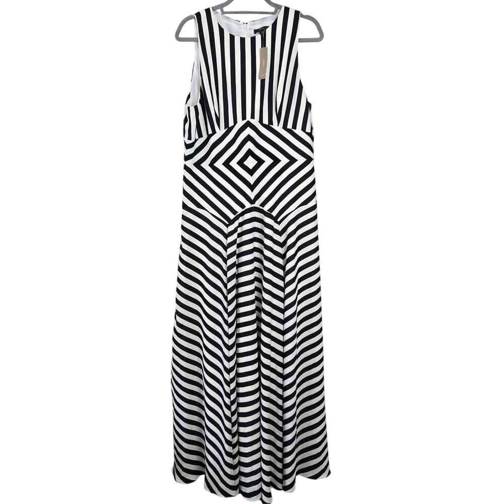 J. Crew Black & White Geometric Stripe Maxi Dress